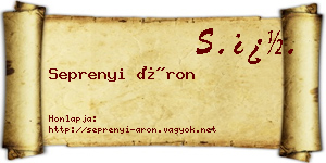 Seprenyi Áron névjegykártya